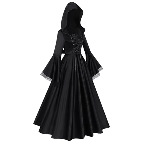 Disfraz de con falda larga, vestido gótico renacentista, disfraz de para Halloween, para sala de escape, cosplay, evento, casa embrujada, teatro, novia, amigos