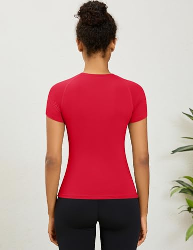 Rapbin Women's Gym Tops Workout Running Yoga Sports Shirts Short Sleeve Athletic Exercise Quick Dry Breathable T-Shirt - Image 5