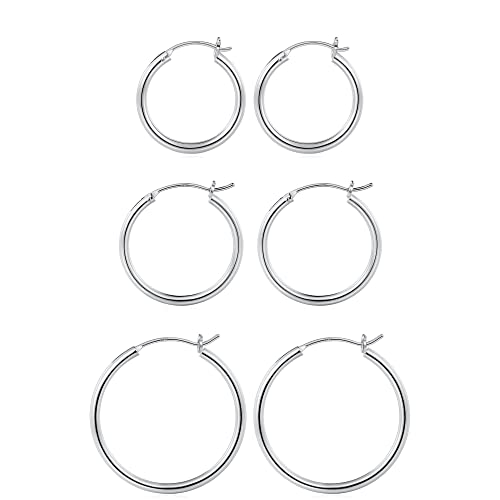 M MOOHAM Hoop Earrings for Women, Hypoallergenic Silver Plated Earrings Set