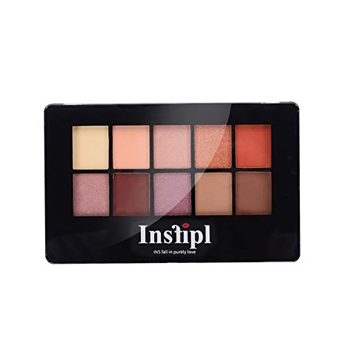 Insfipl Pro 10 Color Nudes Eyeshadow Palette Set Highly Pigmented Makeup，Brush in 0.42OZ (Blushed)