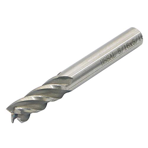 5/16" x 5/16" Inch HSS Straight Shank 4 Flute End Milling Cutter for Wood Aluminum Steel Titanium