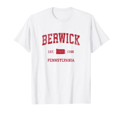 Image of Berwick Pennsylvania PA Vintage Sports Design Red Print T-Shirt