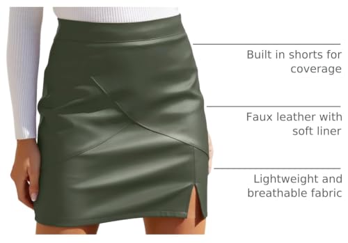Image of We1Fit Womens Fuax Leather Skirt High Waisted Bodycon Pencil Mini Skirts with Shorts