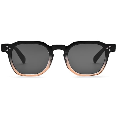 Image of Square Sunglasses for Men Women - Retro Chunky Rectangle Frame Sun Glasses Classic Vintage Shades