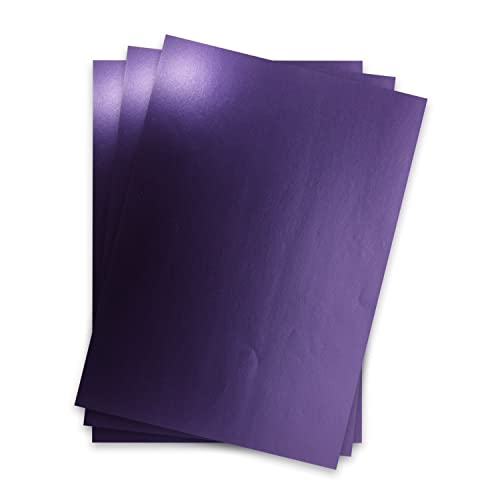 Metallic paper DIN A4 21.0 x 29.7 cm - Purple Metallic - 15 pieces - glossy craft paper 90 g m² - White back - for invitations weddings