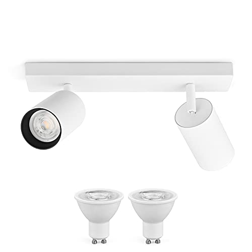 【Stile di design moderno】 Questo faretto da soffitto con una moderna combinazione di colori in bianco e nero, pannello frontale nero, base bianca e testa del faretto, semplice ma elegante, è adatto per soggiorno, corridoio, camera da letto, negozio, bar, hotel.