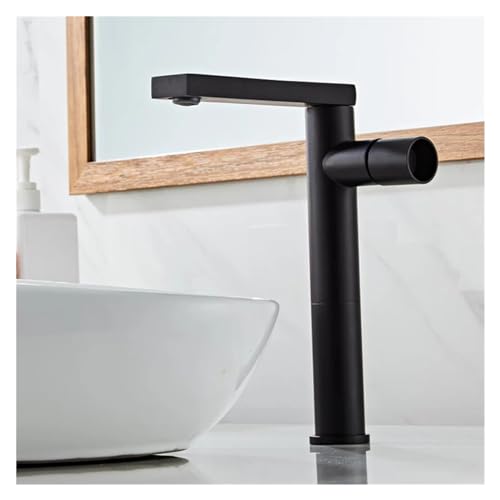 Mitigeur noir poli robinet de lavabo haut doré moderne - 4