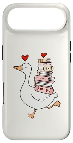 Silly Goose Loves Books Funny Duck Reading ���w �X�}�z�P�[�X iPhone Air �p