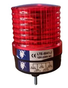 Image of POWER ABS Revolving Industrial Tower Beacon Light AC 110V /220V and DC 12V /24V Buzzer Circular Siren LED Warning Light (Red, 8.7 x 15 cm) (LTE-5041-J)