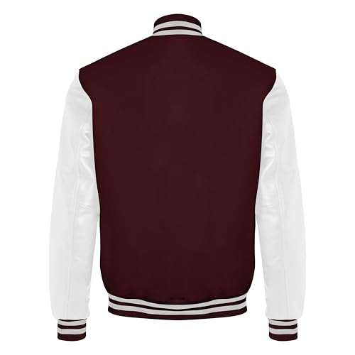 Image of Red And Black Letterman Jacket Men - Mens Black Varsity Letterman High School Baseball Bomber Jacket