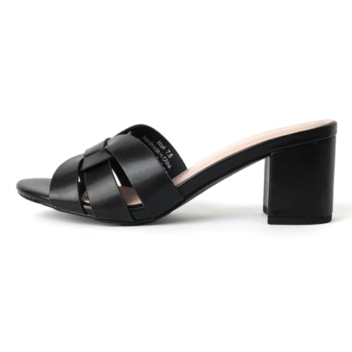 J. Adams Nori Mules for Women - Leather Slip On Heeled Sandals2