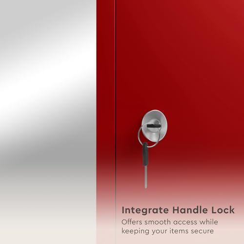 Image of Interio by Godrej Flynn NX 2-Door Steel Almirah with Mirror (Textured Carmine Red), 1-Year Warranty, 1 Locker, 5 Shelves