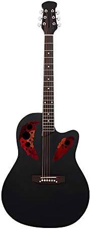 Trlec 41 inch Cutawary Round Back Acoustic Guitar Spruce Top Grape Hole, Black