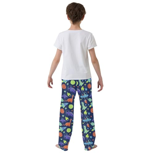 ZZXXB Dinosaur Space Rocket Boys Long Pants Soft Trousers Elastic Waist Kids Lounge Bottoms with Pockets S-XL3
