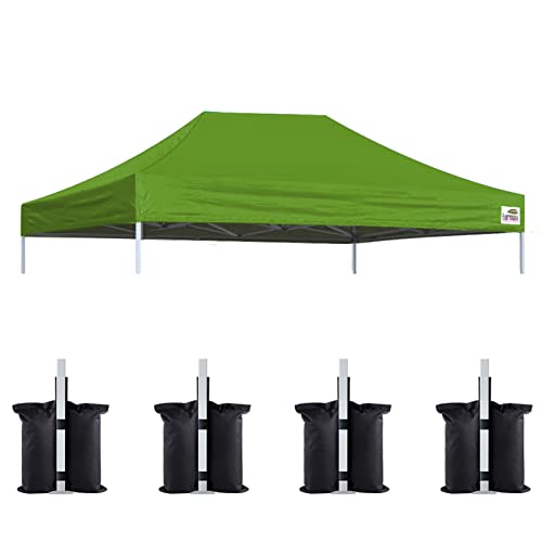 Image of Eurmax USA 10x15 Pop Up Canopy Replacement Top,Universal Instant Canopy Cover ONLY,Heavy Duty UPF 50+ UV Protection,Water & Wind Resistant Tarp,30+ Colors Available,Bonus 4 Sand Bags (Field Green)