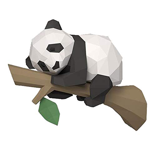 Guhowre 3D Tier Papier Modell, Panda auf Dem Baum Geometrisches Origami für Wohnen Kultur, Wand Dekoration, PäDagogisches Spielzeug, A Cover