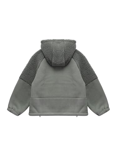 easyforever Kids Boys Winter Thick Fleece Hooded Jacket Long Sleeve Zipper Coat Drawstring Windproof Outerwear with Pockets2