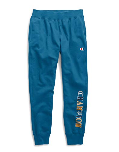 Champion LIFE Men's Reverse Weave Jogger, Running Waves w/Old English Lettering, Large