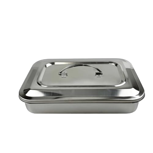 MZYFDC Tupper Acero Inoxidable Bandeja for instrumental dental con tapa, de acero inoxidable, for desinfección médica quirúrgica, rectangular(Style3)