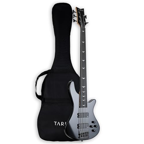 TARIO Black 5 String Fretless Electric Bass Bolt_On Maple Neck,Poplar Body