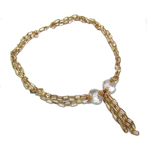 Collier grosse chaîne en gold filled et cristal TWIST, le cadeau idéal