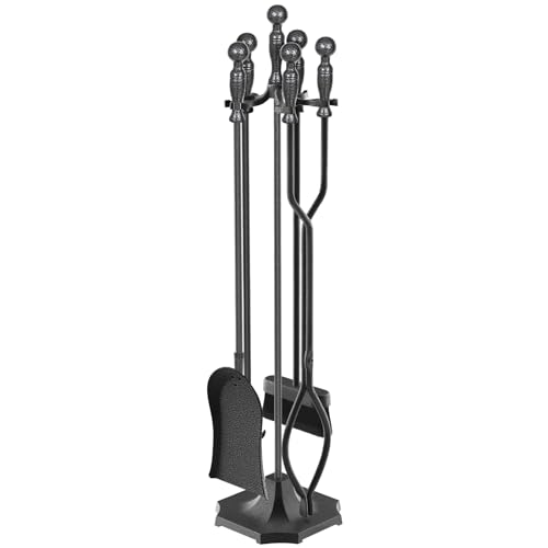 LOENIY 5-teiliges Kaminwerkzeug-Set Schmiedeeisen