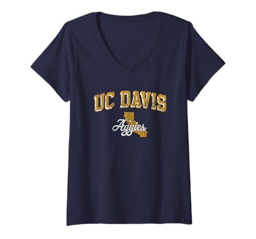 Womens UC Davis Aggies Retro Arch Officially Licensed V-Neck T-Shirt