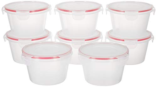 Amazon Brand – Solimo Plastic Kitchen Storage Container Set, 750Ml, 8-Pieces, Transparent
