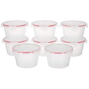 Amazon Brand – Solimo Plastic Kitchen Storage Container Set, 750ml, 8-Pieces, Transparent