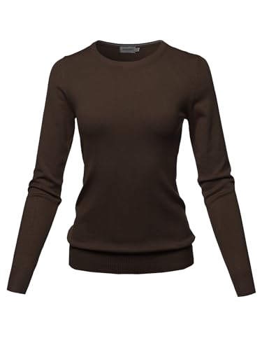 Women's Solid Basic Viscose Nylon Crew Neck Sweater Top