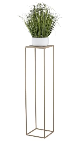 HowHomely Soporte para flores de metal beige de 100 cm de altura - Taburete para plantas sólido y robusto de metal - Soporte para plantas para la decoración en la sala de estar, dormitorio u oficina