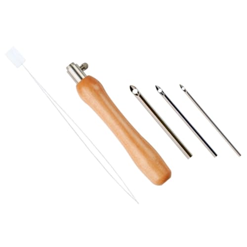 HOMSFOU Wooden Handle Felting Needles Set Punch Needle Kit for Beginners Embroidery DIY Craft Tools Embroidery Making