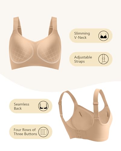 HORISUN Seamless Wireless Bra for Women with Soft Support No Underwire Full Coverage Comfort Bras Back Smoothing Bralettes4
