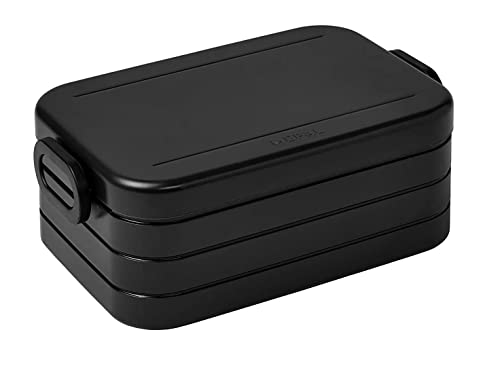 Mepal Brotdose Midi – Brotdose To Go - Lunchbox für 2 Sandwiches oder 4 Brotscheiben - Meal Prep Box - Essenbox mit Unterteilung - Old Nordic black