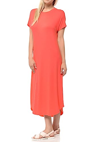 Image of iconic luxe Women's A Line Short Sleeve T Shirt Midi Dress Summer Casual