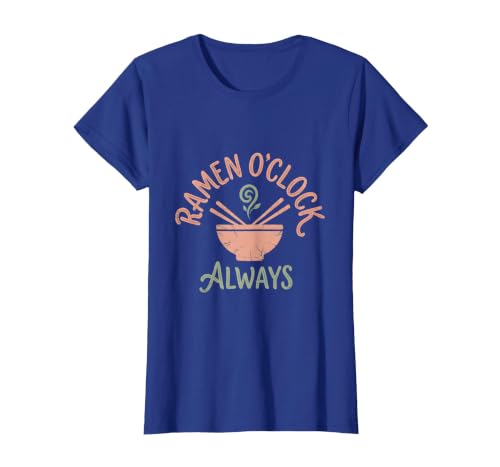 Ramen O'Clock Always Noodle Lover Design T-Shirt, Women, Royal Blue, Medium