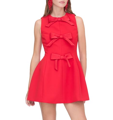 Image of YEXPINE Women's Bow Front Mini Dress A Line Cocktail Party Dress