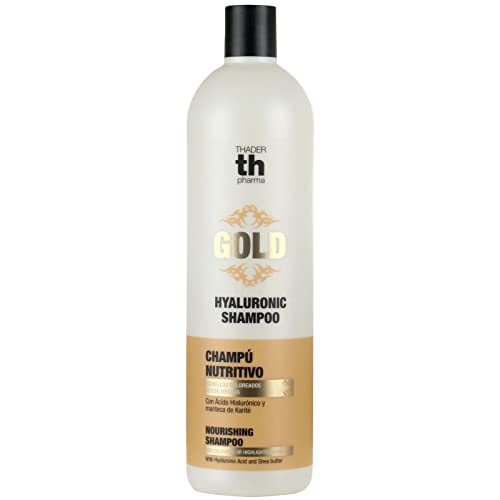 Thader Th Pharma Champú Nutritivo con Ácido Hialurónico y Manteca de Karité Hyaluronic Gold para Cabellos Teñidos o con Mechas, 1000 ml