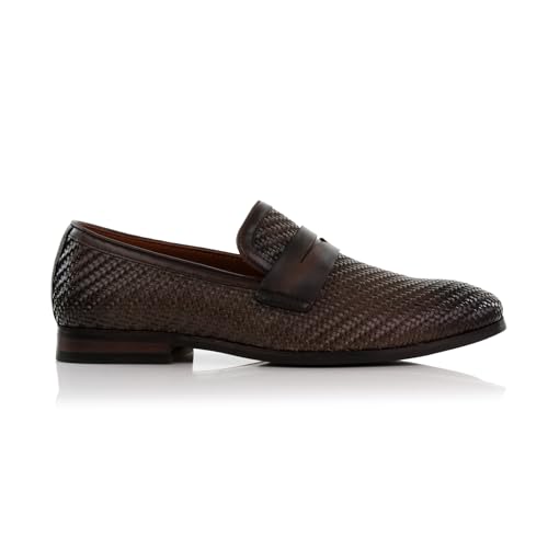 Image of Ferro Aldo Men's Classic Penny Loafers & Slip-On Dress Shoes | Woven, Floral, and Plaid Styles |