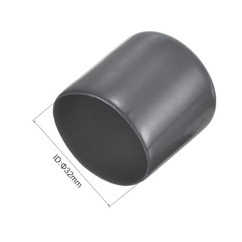 Image of uxcell 4pcs Rubber End Caps 1 1 /4 inch(32mm) ID Vinyl Round End Cap Cover Screw Thread Protectors Dark Grey, 30mm Height