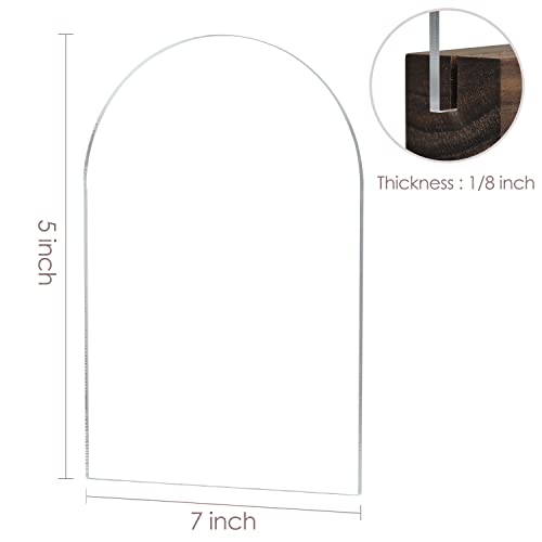 JINMURY 5x7 Inch Clear Arch Acrylic Sign Blank | 10 Pack Clear Arch Blanks Acrylic Sheets 1/8 inch Thick, DIY Wedding Table Numbers, Perfect as Arched Modern Wedding Table Sign, Events& Parties Wood Base NOT Included - Thumbnail 3