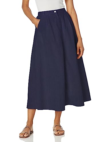 MOON RIVER Women's Nickel Button A-Line Midi Skirt
