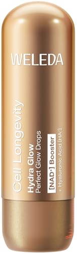 WELEDA Cell Longevity Hydra Glow Perfect Glow Drops - Gesichtspflege mit [NAD] Booster & Hyaluronsäure für strahlenden Teint mit sanft goldenem Finish (Naturkosmetik vegan 15ml)