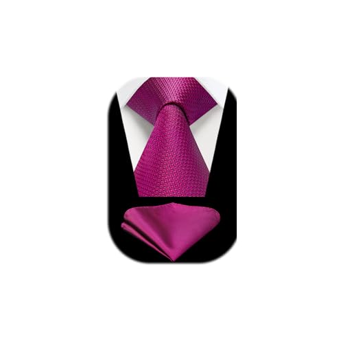 Enlision Corbata Y PañUelo De Bolsillo Rosa Fucsia Para Hombre Corbata Y PañUelo De Bolsillo Para Boda Formal De Negocios