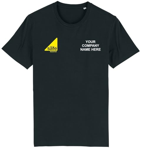 Image of Corporate Togs Personalised Printed Gas Safe Register Logo T-Shirt - Regular Fit, 100% Cotton Tee, Short Sleeve | for Men and Women Black