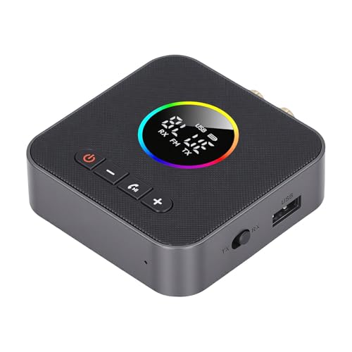 VBESTLIFE Receptor Transmisor Bluetooth 6.0, Adaptador de Audio Bluetooth con Pantalla, para de Sonido de Transmisión de Música, Auriculares, TV, AUX de 3,5 Mm