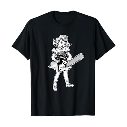 Chainsaw Girl Punk Goth Horror Fan T-Shirt Cover