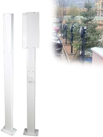 Durable Outdoor EV Charger Pedestal - Electric Vehicle Charging Station Support Pole, 170cm Height, Compatible with Mobile Connector, Weather-Resistant Black Design for Easy Access