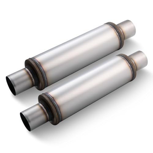 LCGP 2.5 Exhaust Mufflers 2.5 Inlet & Outlet Universal Muffler 20 Overall Length Stainless Steel Resonator Straight Through Design Exhaust Tip(2.5 Intet 2.5 Outlet 2 Pack)