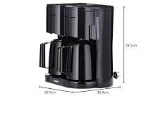 Severin Duo-Filterkaffeemaschine mit Thermokanne, Kaffeemaschine für bis zu 16 Tassen, ansprechende Filtermaschine mit 2 Isolierkannen, schwarz, KA 9315 – Ansicht 9